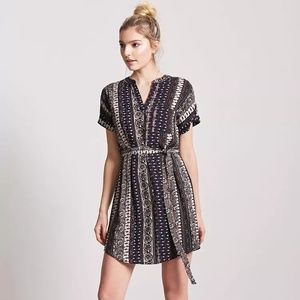 Navy and Maroon Patterned Dress